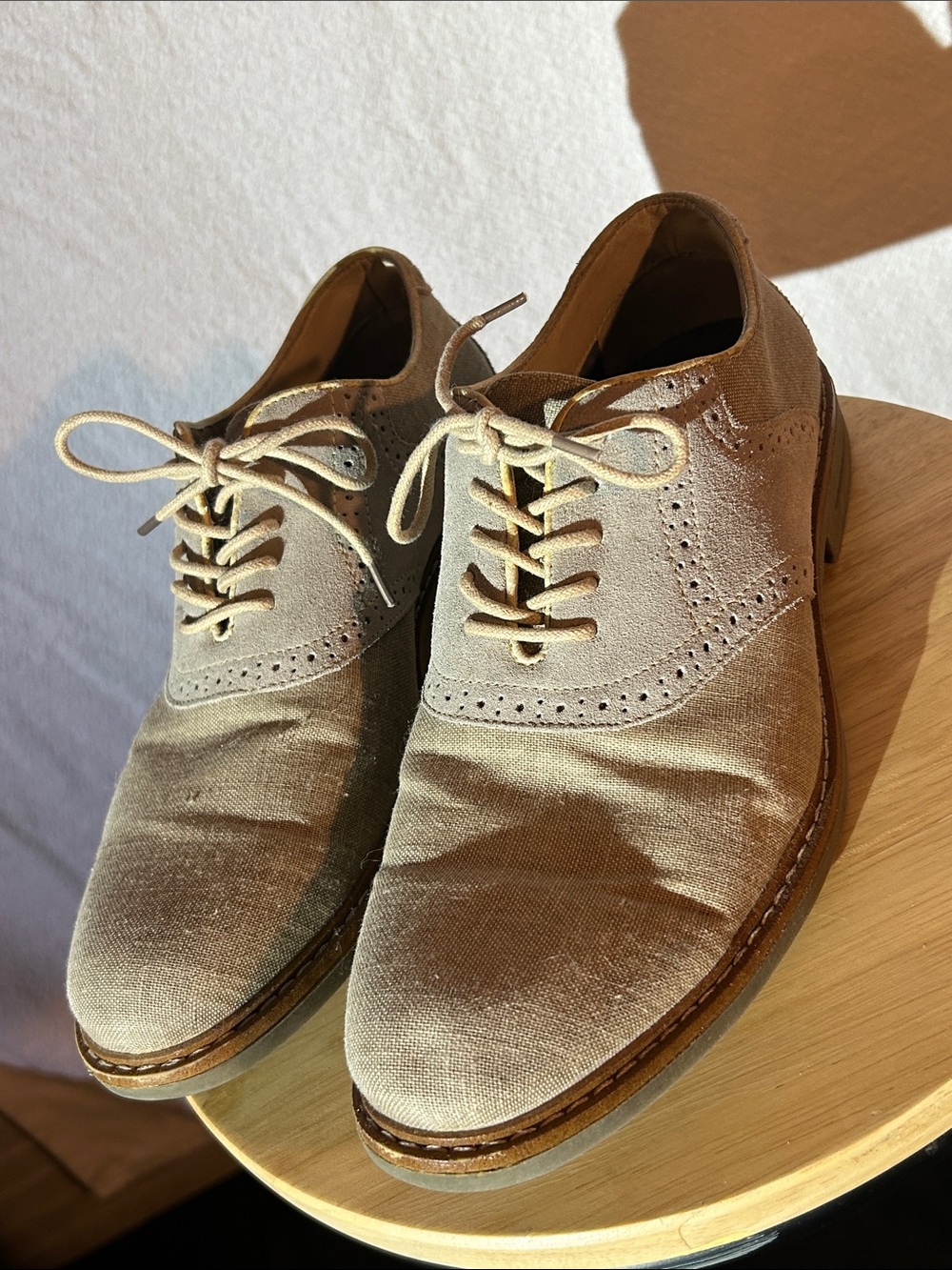 Izod Beige Suede Wingtip Oxfords